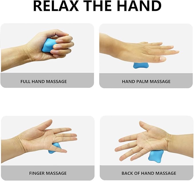 Set of 2 Massage Balls, Reflex Ball for Hand Eye Coordination Training and Six Point Spike Massage Ball for Deep Muscle Relief, Suitable for Hands, Feet and Back (Dark Blue/Blue)