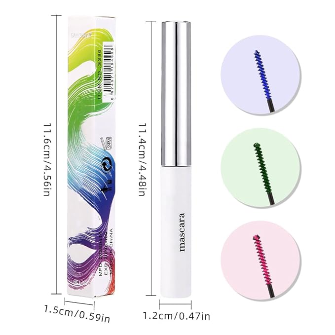 Colored Mascara for Eyelashes, Voluminous Colorful Mascara, Pink Purple Blue Green Red White Black Brown Lash Pack - Lengthening, Defining, Curling, Multiplying Formula (3Pcs-White+Brown+Black)
