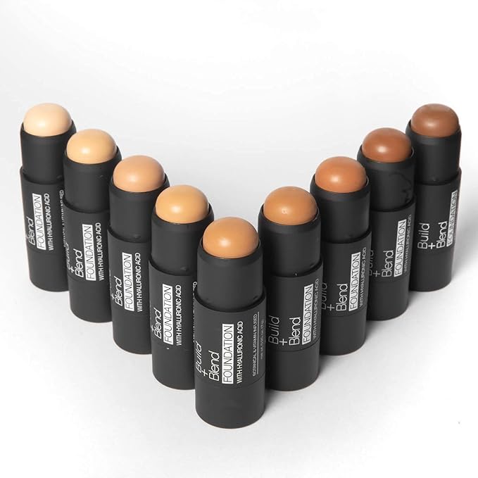 Palladio BUILD & BLEND Foundation Stick, Medium Coverage Buildable Contour Stick for Face, Ultra Blendable Creamy Formula for a Natural Shine Free Finish, 0.25 Ounce (Natural Ivory)