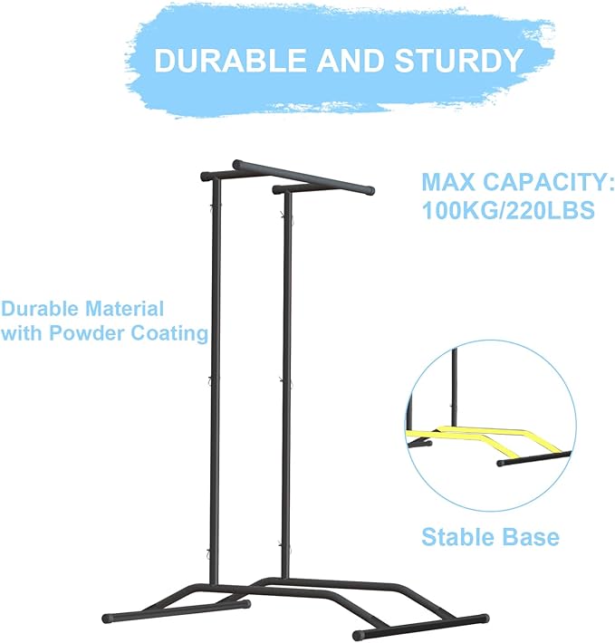 BotaBay Pull Up Bar Free Standing Dip Station 220lbs Gym