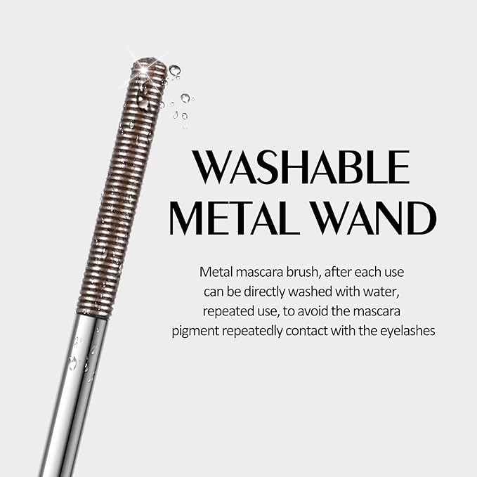 KYDA Brown Iron Wand Curling Mascara, Lasting 3D Curling Eyelashes, Washable Metal Wand Mascara, Waterproof Smudge-proof, Natural Thick Clear Lashes-looking