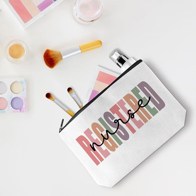 Registered RN Nurse Gifts Nurses Bag Nursing Nurse Accessories for Work Encouraged Cosmetic Bag Nurse's Week Nursing Graduation Christmas Appreciation Birthday Makeup Bag RN Gifts for Women