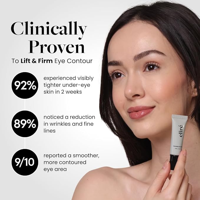 Eliré Korean Firming Eye Cream - Instant Lift and Tightening Treatment - Arginine/Lysine Peptides + Ceramide - Reduces Fine Lines, Wrinkles, Under-Eye Bags - Lightweight, Works Under Makeup - 15ml