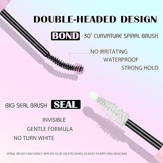 SY-SHUYING Black Lash Bond and Seal for Eye lash Cluster, Long Lasting, Comfortable, Waterproof, 2-in-1 for Sensitive Eyes, 72H Super Flexible Hold Glue, Non Irritating, DIY Lash Cluster Kit 5ml+5ml
