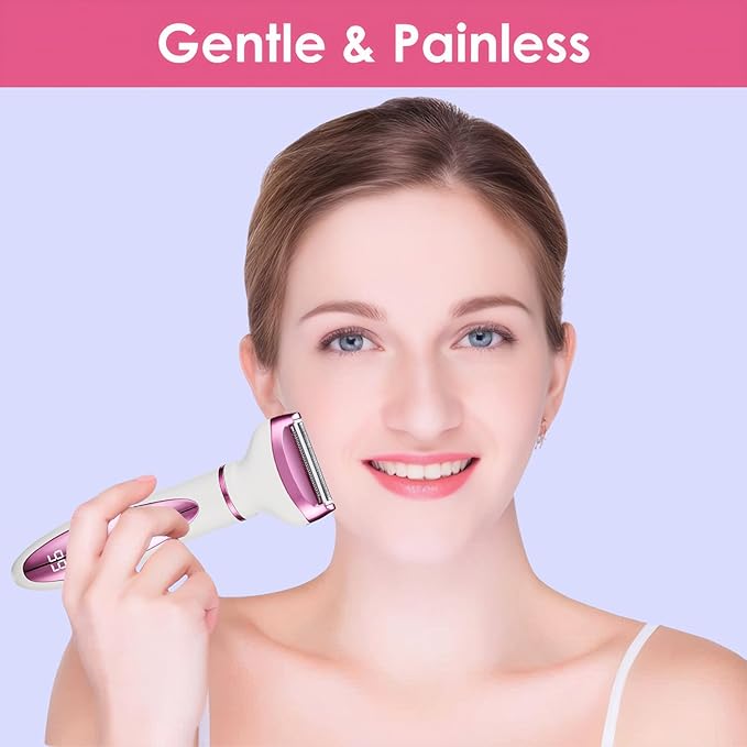 Upgraded 4 in 1 Electric Razors for Women, Portable Shaver with Digital LED Battery Display, Rechargeable Women Electric Trimmer for Face Arm Body Legs Underarm Bikini