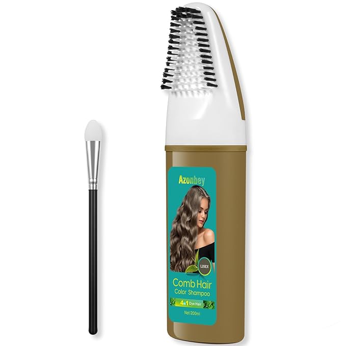 Linen Hair Dye Shampoo,Hair Dye,Hair Color Shampoo,Champu Para Canas 4 in 1 Semi-Permanent Gray Hair Coverage,shampoo para pintar el cabello for Women & Men Herbal Natural Plant (Linen)