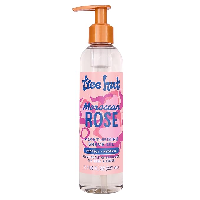 Tree Hut Moroccan Rose Moisturizing Shave Oil, Hydrating Gel-to-Oil Formula for a Smooth Shave, For All Skin Types, 7.7 fl oz
