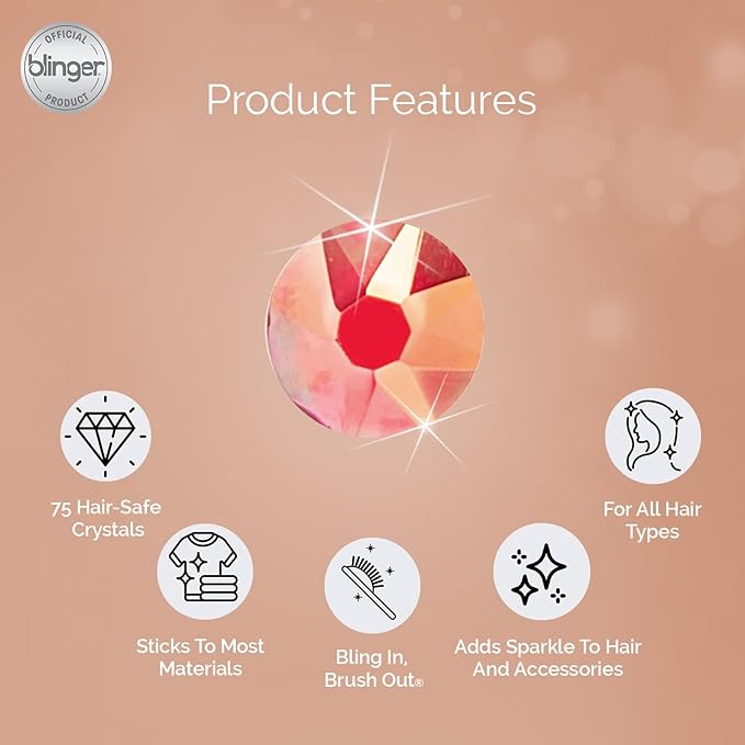 blinger® Shimmer Crystal Refill Pack – as seen on Shark Tank | 5 Discs – 75 Precision-Cut Glass Crystals | Hair-Safe Accessories | Styling Tool Not Included| Cinnamon 4 mm