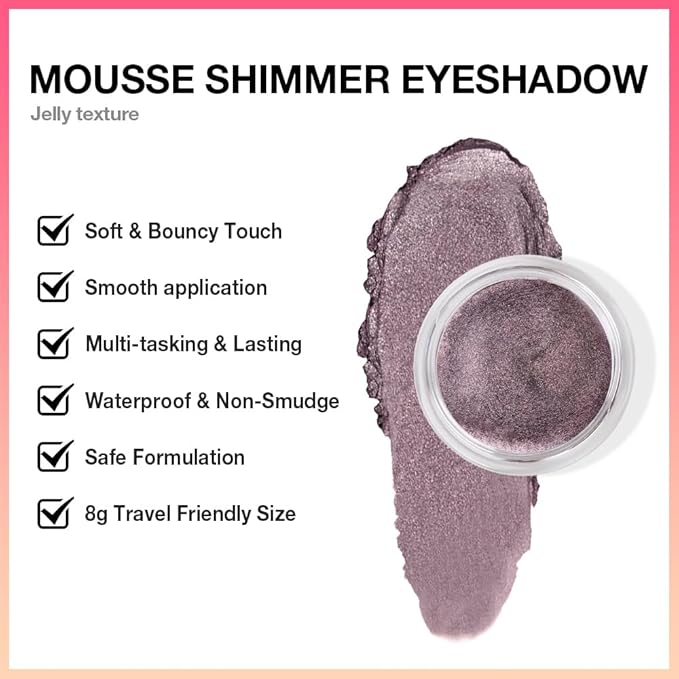 Purple Gray Mousse Shimmer Monochrome Eyeshadow, Neutral Matte Cream Monochrome Eye Shadow Pallette, Long-Lasting Waterproof Blendable sombras para ojos, Mini Eyeshadow(01#, Pack of 1)