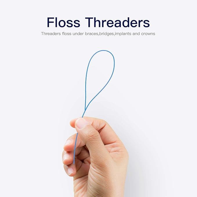 300 Count Floss Threaders for Braces, Bridges, and Implants (6 Packs of 50) - Flexible Nylon Threading Loops - Slim & Durable Dental Floss Helpers for Crowns & Orthodontic Appliances