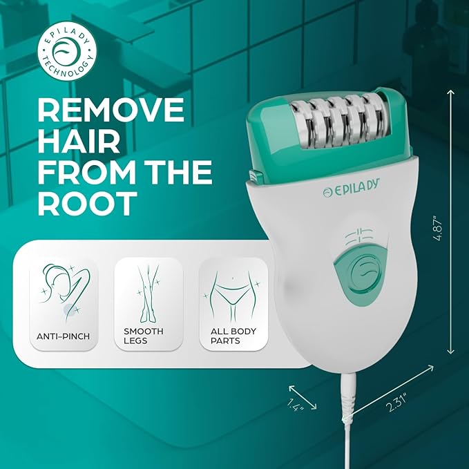 Epilady Speed Corded Epilator for Women – Dual-Speed 40-Disc Root Hair Removal Device for Legs, Underarms and Bikini Area Compact Waterproof Anti-Pinch Design for Smooth Long-Lasting Results