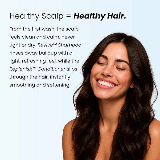 Growplex Revive Shampoo & Replenish Conditioner Bundle, Biotin Scalp Care System for Men & Women, Supports Fuller Thicker-Looking Hair Daily