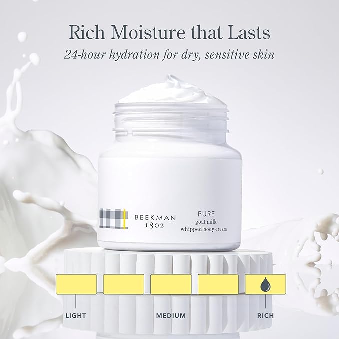 Beekman 1802 Whipped Body Cream – Moisturizes & Softens Skin with Goat Milk, Mango Seed Butter & Vitamin E – 8 oz – Fragrance Free