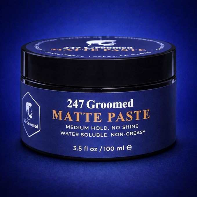 247 Groomed Matte Pomade For Men and Women | All-Day Medium Hold, Low Shine Finish For All Hair Types | Thickening Paste Adds Volume & Texture | Beeswax Based