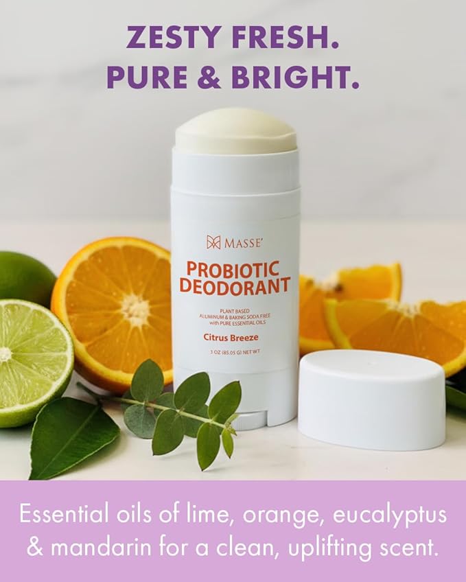 Probiotic Deodorant - Natural Deodorant for Women & Men, Plant-Based Aluminum & Baking Soda Free Deo Stick, 3 oz by Candida Freedom - Citrus Breeze