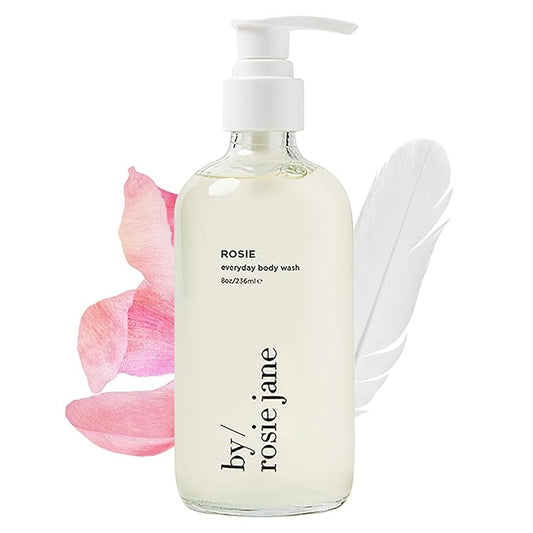 By Rosie Jane Body Wash (Rosie) - Hydrating Body Wash Made with White Musk & Sweet Rose - Supports Skin Elasticity & Builds Collagen - Vegan & Non-Toxic (8 Fl Oz)
