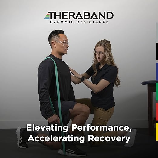 THERABAND High Resistance Band, Elastic Super Bands for Improving Flexibility, Injury Rehab, & Full Body Workouts, Heavy Duty Stretch Bands for Powerlifting, Light, Red, 15 lbs. Resistance
