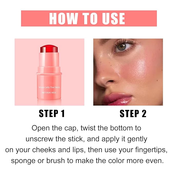 Milk Water Jelly Tint, Sheer Lip & Cheek Stick. (Red)