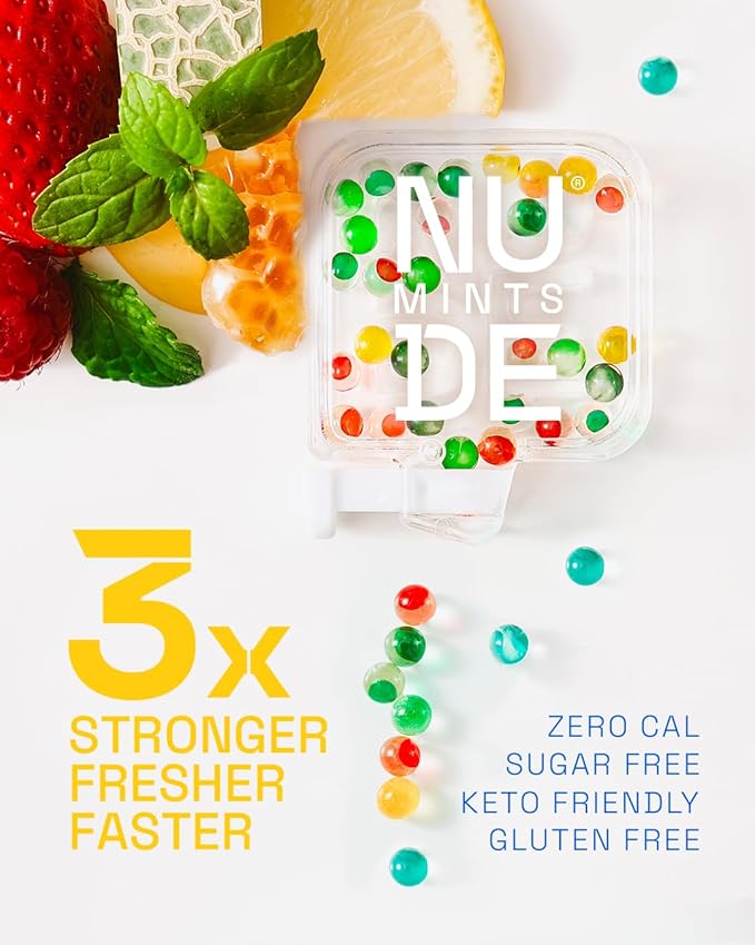 NUDE MINTS | Dual Action Liquid Capsules | Mouth Watering Mint - Lasts 3X Longer - 3X Stronger - Extreme Bad Breath Treatment For Adults - Sugar Free, 0 Calorie - All Flavors - 5 Pack - 150 Capsules
