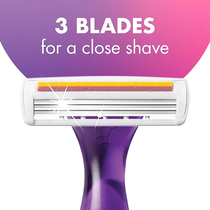BIC Soleil 3 Scented Women's Disposable 3 Blade Razors, Moisture Strip and Lavender Scented Handles, 4-Pack