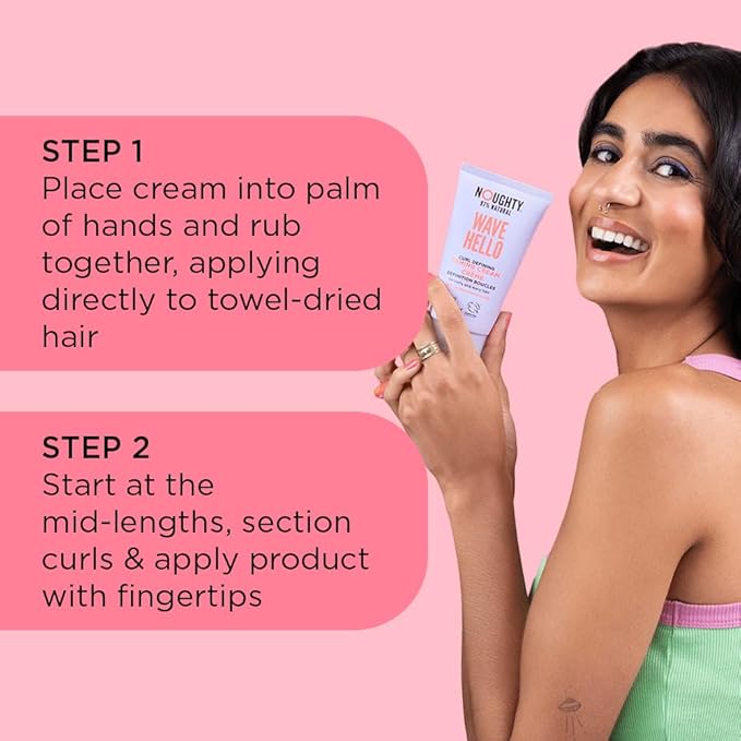 Noughty 97% Natural Wave Hello Curl Taming Cream, Sulfate Free, Vitamin Rich Smoothing Formula for Curly and Wavy Hair, with Sea Kelp and Mango Butter, Vegan Haircare 5fl.oz