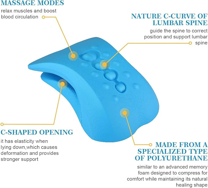 Z3 Back Stretcher for Back Pain Relief, Lower Back Stretcher Back Stretching Cushion, Lumbar Stretcher Device Helps with Spinal Stenosis Herniated Disc Sciatica Nerve, Blue (Blue)