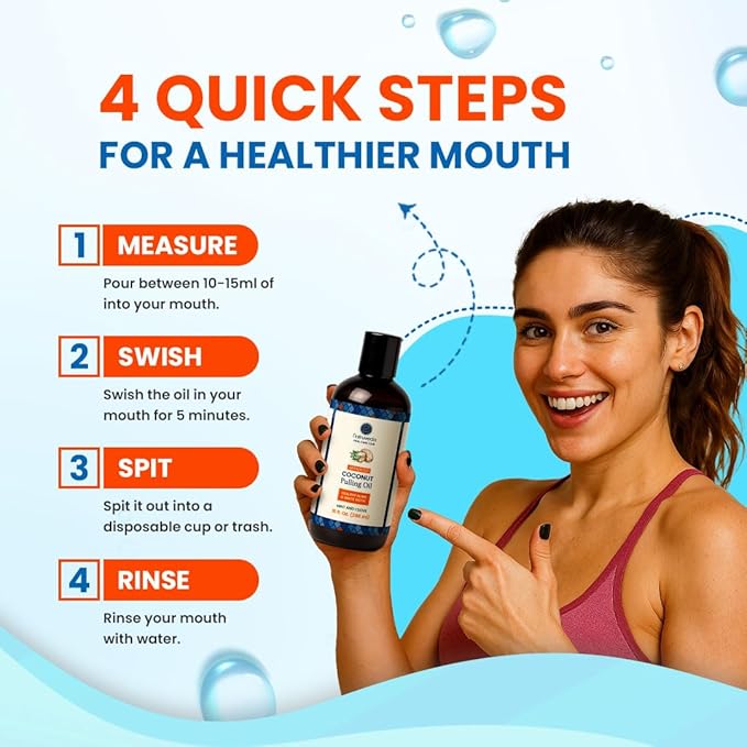 Coconut Oil Pulling Mouthwash – 20 oz (Pack of 2), Extra Virgin Coconut Oil, Mint Fresh, Oil Pulling for Teeth, Natural Mouthwash, Teeth Whitening, Oral Rinse, Ayurvedic Pulling Oil