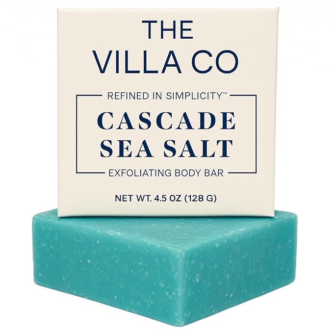 The Villa Co - Cascade Sea Salt | 4.5oz Exfoliating Body Bar for Men | Artisan Made in USA | Natural Ingredients | Sea Salt | Refined in Simplicity