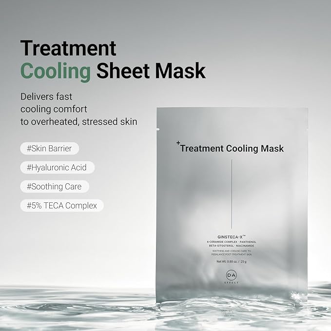 DA EFFECT Cooling Treatment Sheet Mask – Skin Protection & Barrier Repair Care for Stressed, Irritated Skin | Post-Treatment Care | Calming, Hydrating Face Mask | 25g x 5 Sheets