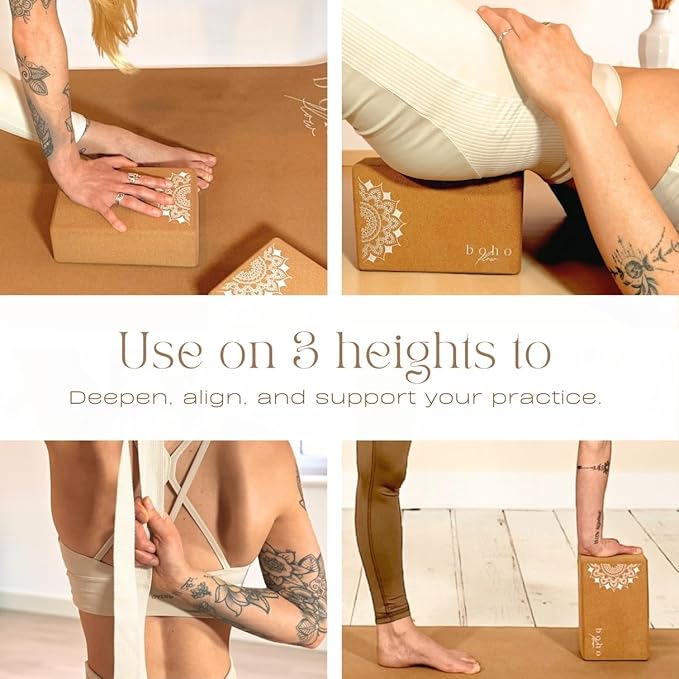 Cork Yoga Block 2 Pack with Strap & Bag | Premium Eco-Friendly Cork Bricks 9”x6”x3” | Heavy-Duty, Non-Slip & Durable Yoga Props | Plastic-Free, EVA-Free, Non-Toxic