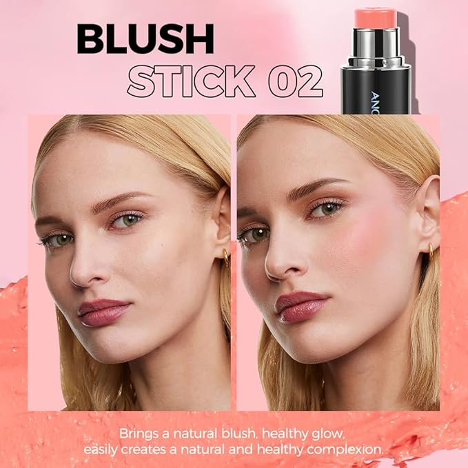 Cream Blush Stick, Multi-use Blush Stick for Cheeks, Eyes, Lips, Matte Finish Long Lasting Non-greasy Face Contour Stick for Older Women, #2 Neutral Blush
