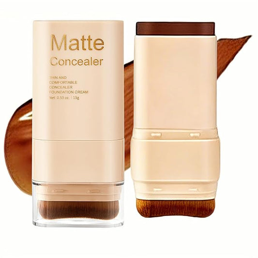 Matte Concealer Foundation Stick with Brush, Serum-Infused Tinted Moisturizer & Skin Tint, Lightweight Hydrating Concealer & Contour, Sheer-to-Medium Radiant Dewy Coverage, All Skin Types (08#)
