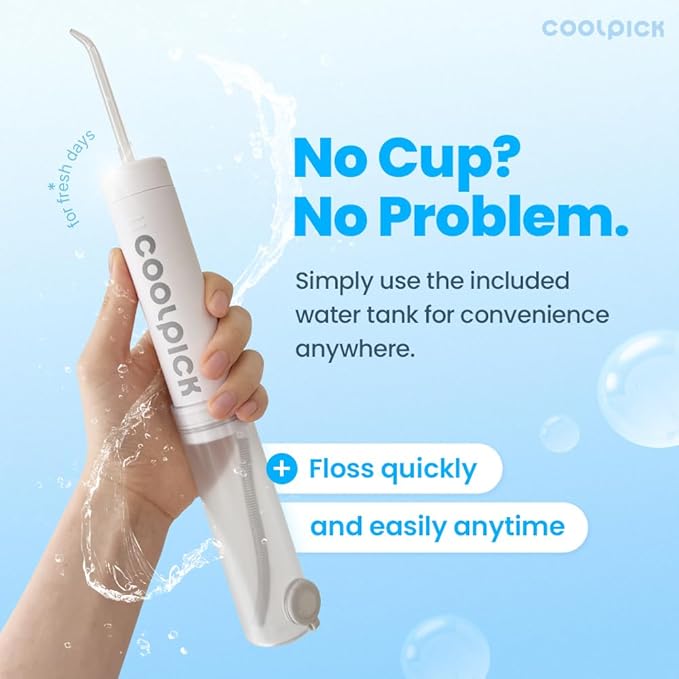 CoolPick Mini Water Flosser Travel Size – Portable Cordless Oral Irrigator, 3 Modes, IPX7 Waterproof, Teeth Cleaner for Braces and Gum Care, Compact Dental Device for Home & Travel, USB Rechargeable