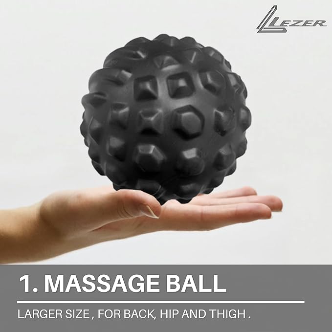LEZER 4.7 inch Large Massage Ball Roller, Firm Therapy Ball, Deep Tissue Myofascial Release, Trigger Muscle Point, Pain Relief for Neck, Back, Psoas, Thigh, Hip Flexor