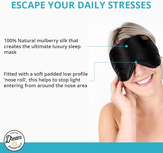 Dream Essentials Ultra Silk 360 Sleep Mask, Red Jacquard, All Natural Hypoallergenic Mulberry Silk, 2 Fully Adjustable Straps, Thin Profile mask Great for Side, Stomach or Back Sleepers