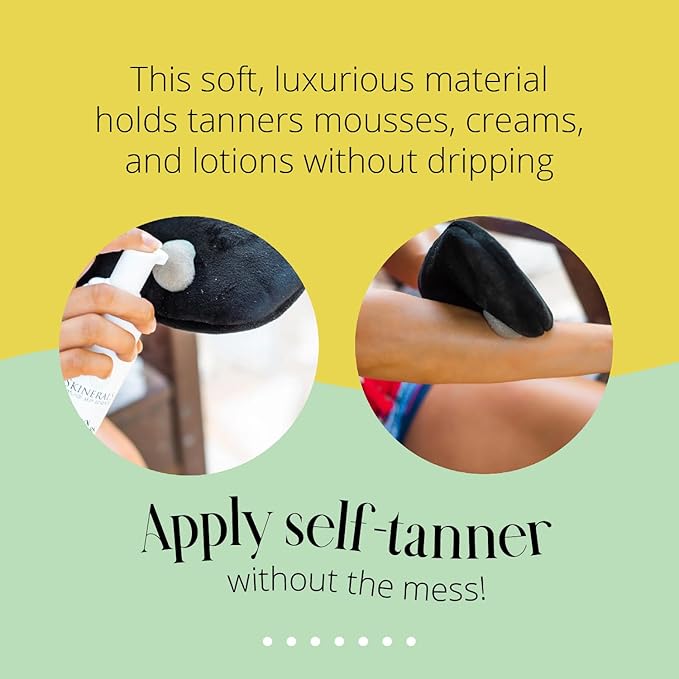 Skinerals Self Tanning Mitt, Premium Microfiber Self Tanner Applicator for Back & Body, Ultra Soft Double-Sided Self-Tan Mitt, Reusable & Washable Tanning Lotion Applicator Mitts