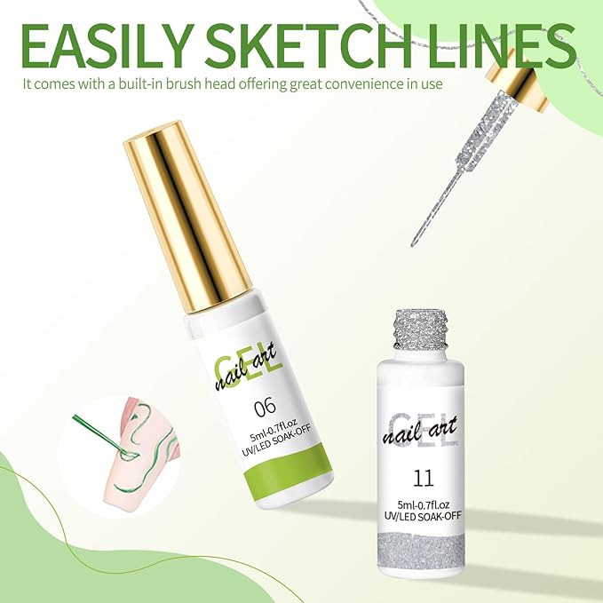 Nail Glue Rose Gold Nail Liner Gel Polish Metal Light String Adhesive Ultra-Fine Brush Head for Long-Lasting Color Enhancement Nail Art Gel Liner Nail Polish 5ml/0.7fl.oz