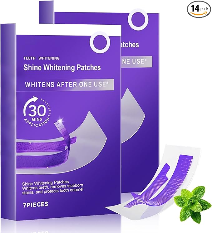 Purple Teeth Whitening Strips, Enamel-Safe Sensitive Tooth Purple Kit, Coffee & Smoking Deep Stain Power Removal, Residue-Free Non-Slip(14pairs)