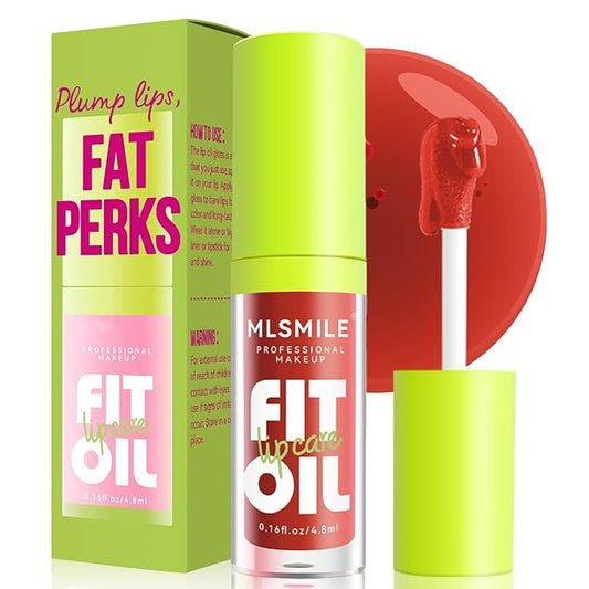 4 Colors Fat Oil Lip Gloss, Lip Oil Lip Glaze Hydrating Lip Glow Oil Big Brush Head Moisturizing Lip Gloss, Shiny Transparent Tinted Plumping Lip Oil Long Lasting Nourishing Non-sticky (08#)