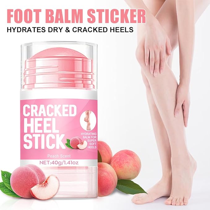 2Pcs Peach Scented and 60% Urea Foot Cream Set,Moisturizer Heel Stick Balm,Intensive Repair Dry Cracked Skin,Hands,Heels,Elbow and Knees,Softens & Nourish Foot Care for Women and Men