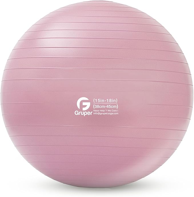 Gruper Yoga and Pilates Ball,4 Sizes Gym Ball for Fitness, Yoga, Workout, Pregnancy and Physical Therapy,Quick Pump Included,Great as Yoga Ball Chair for Office or Home Gym Equipment