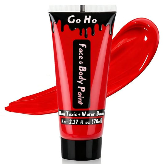 Go Ho Red Face Body Paint Washable(2.37oz/pc),Water Based Cream Face Paint,Devil/Clown Nose Red Body Paint for Halloween SFX Cosplay Costumes Festivals Makeup