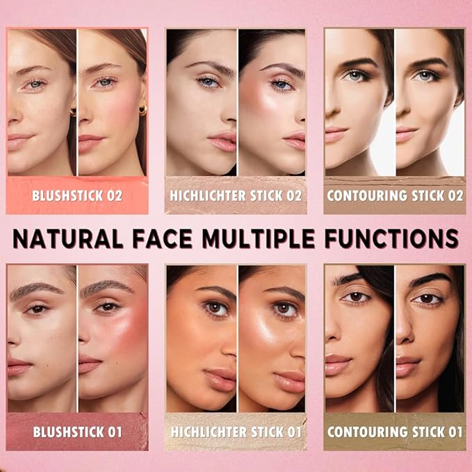 Cream Bronzer Stick, Multi-use Matte Finish Long Lasting Waterproof Contour Stick Face Shaping for Older Women, #2 Neutral Bronzer