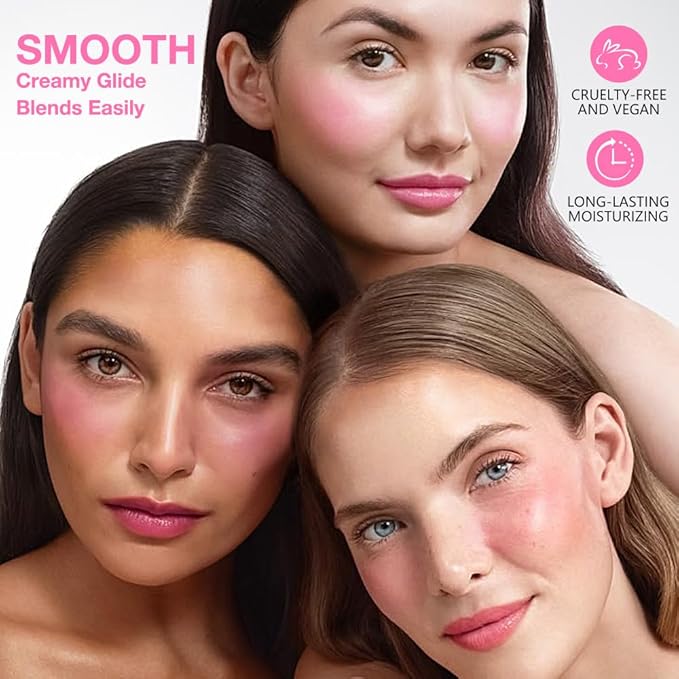 evpct 2In1 Blush Contour Multiuse Makeup Stick, Rose & Warm Nude Brown Creamy Butter Blush Bronzer Contour Contouring Stick for Cheeks Lip Eyes Faces, Mloisturing Radiant Finish, Vegan & Cruelty-Free