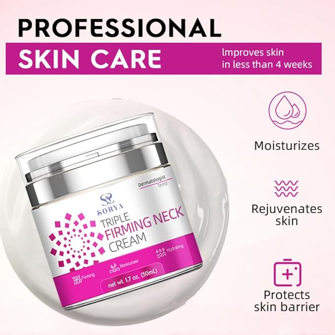 Neck Firming Cream - Natural Anti-Aging Facial Moisturizer with Retinol Collagen & Hyaluronic Acid - Day & Night Anti-Wrinkle Cream - Firming, Hydrating Face Cream