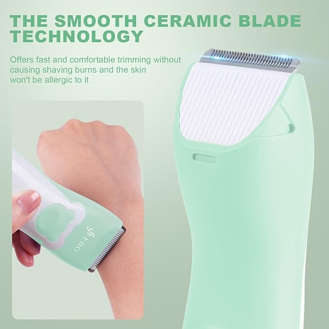 FBO Women's Electric Shaver - IPX7 Waterproof Painless Trimmer - Easy to Clean, Ceramic Blade, Bikini Body Hair Trimmer, Armpit, Leg, arm and Body, Portable Fast Charging Wireless