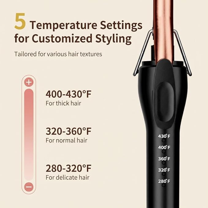 3/8 Inch Small Curling Iron Wand for Short & Long Hair, Ceramic Small Barrel Curling Iron 9mm Thin Curling Wand for Tight Curls with 5 Adjustable Temperature, Heat Resistant Glove Included