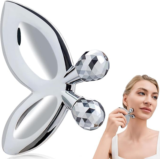 ANPODE Stainless Steel Gua Sha Facial Tools,3D Butterfly Facial Roller for Women,2-in-1 Guasha Tool for Face Eye Skin Tightening,Body Gua Sha Tool for Lymphatic Drainage&Acupressure,TMJ Relief Tool