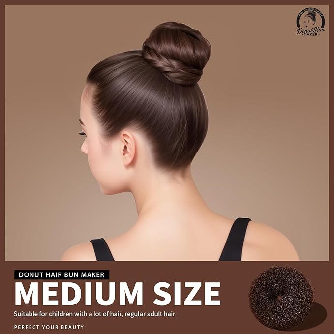 Teenitor Hair Bun Maker for Women, 4 Pcs Brown Ballet Buns in 4 Sizes, Hair Donuts