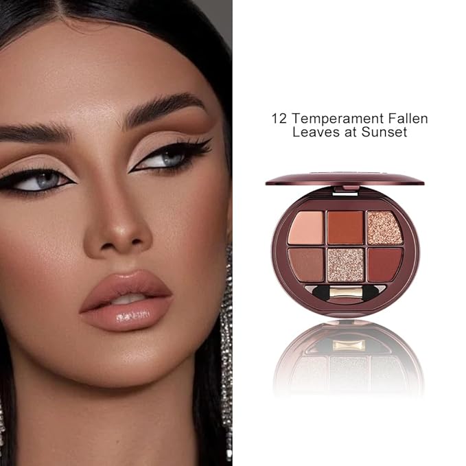 Eyeshadow Palette with Wine & Brown Tones, 6 Color Neutral Eyeshadow Highly Pigmented Matte and Shimmer, Long-Lasting Blendable for Everyday & Travel Makeup
